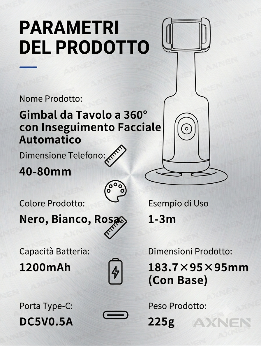 Stabilizzatore Smart 360° per smartphone con AI Face Tracking e Controllo Gestuale