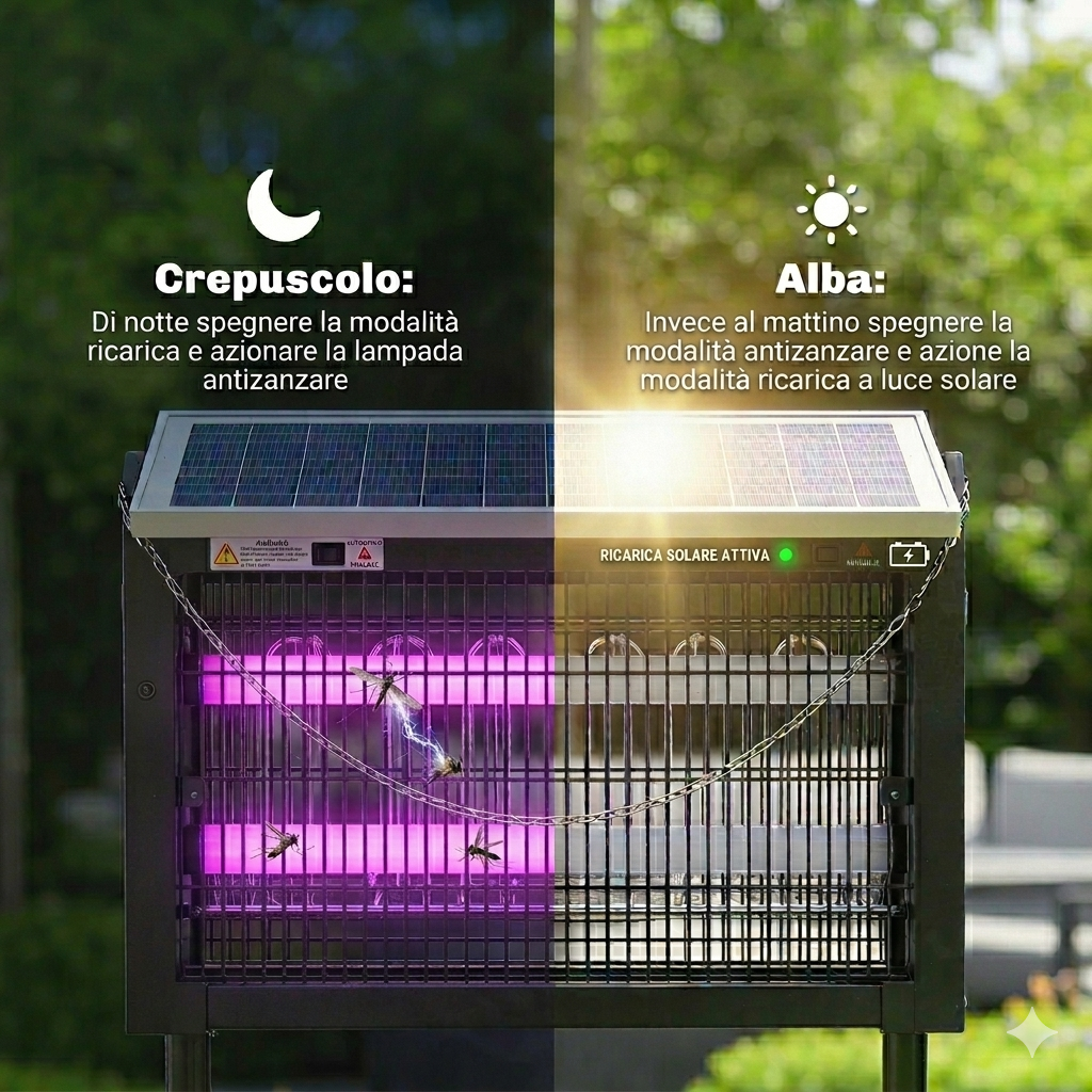 Lampada antizanzare da esterno ricaricabile a energia solare