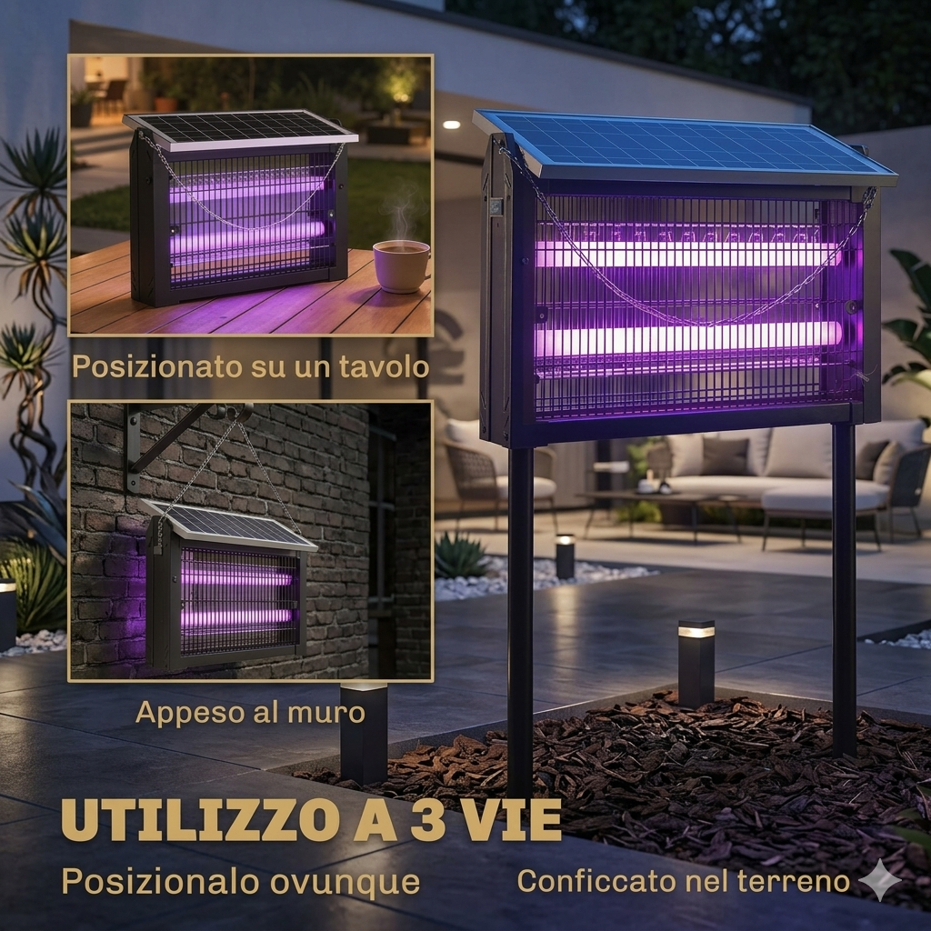 Lampada antizanzare da esterno ricaricabile a energia solare