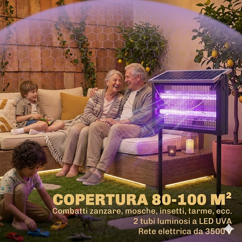 Lampada antizanzare da esterno ricaricabile a energia solare