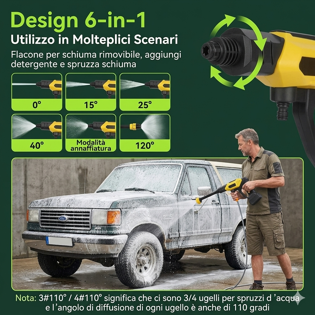 Idropulitrice a Batteria Multifunzione – Kit Completo per Pulizia Professionale