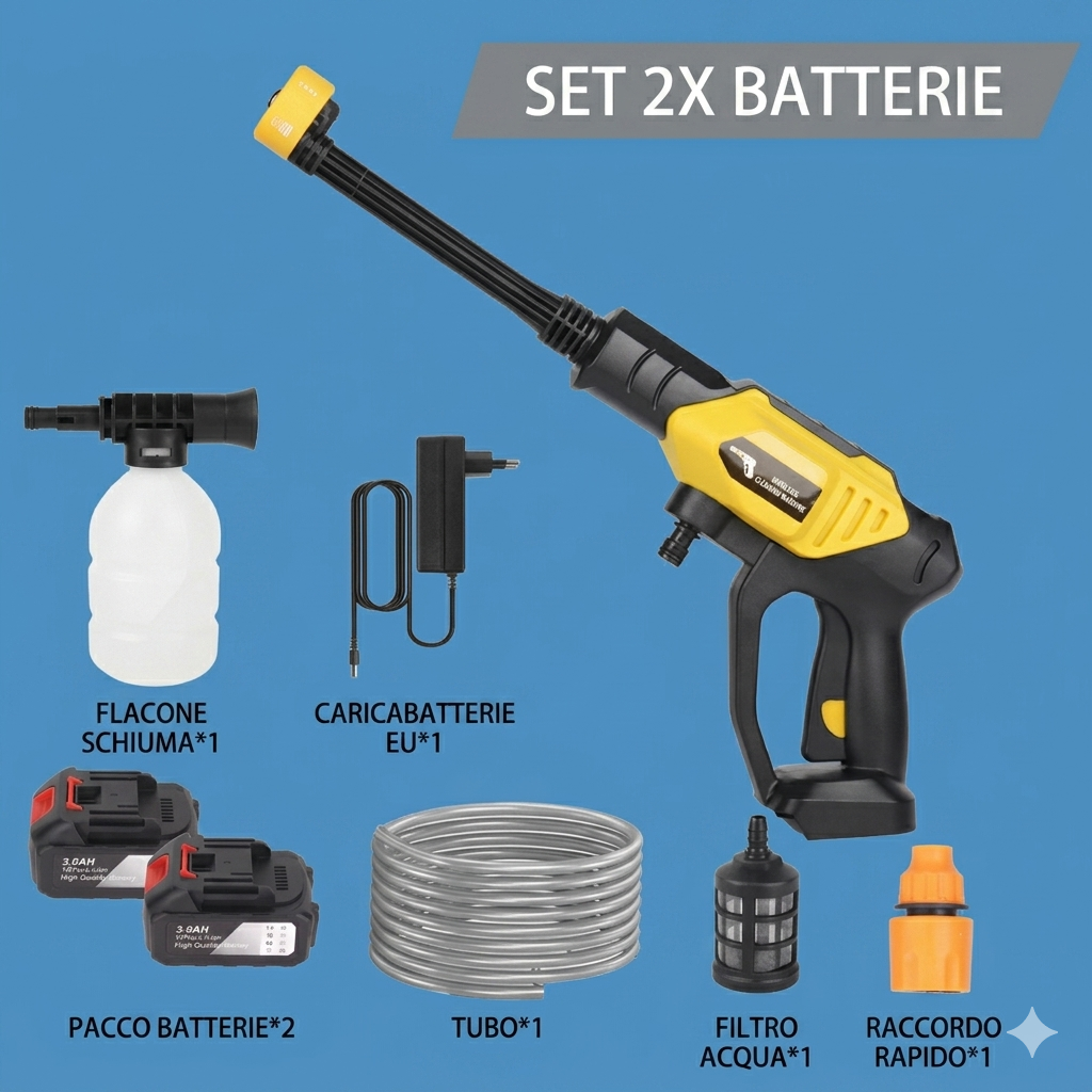 Idropulitrice a Batteria Multifunzione – Kit Completo per Pulizia Professionale
