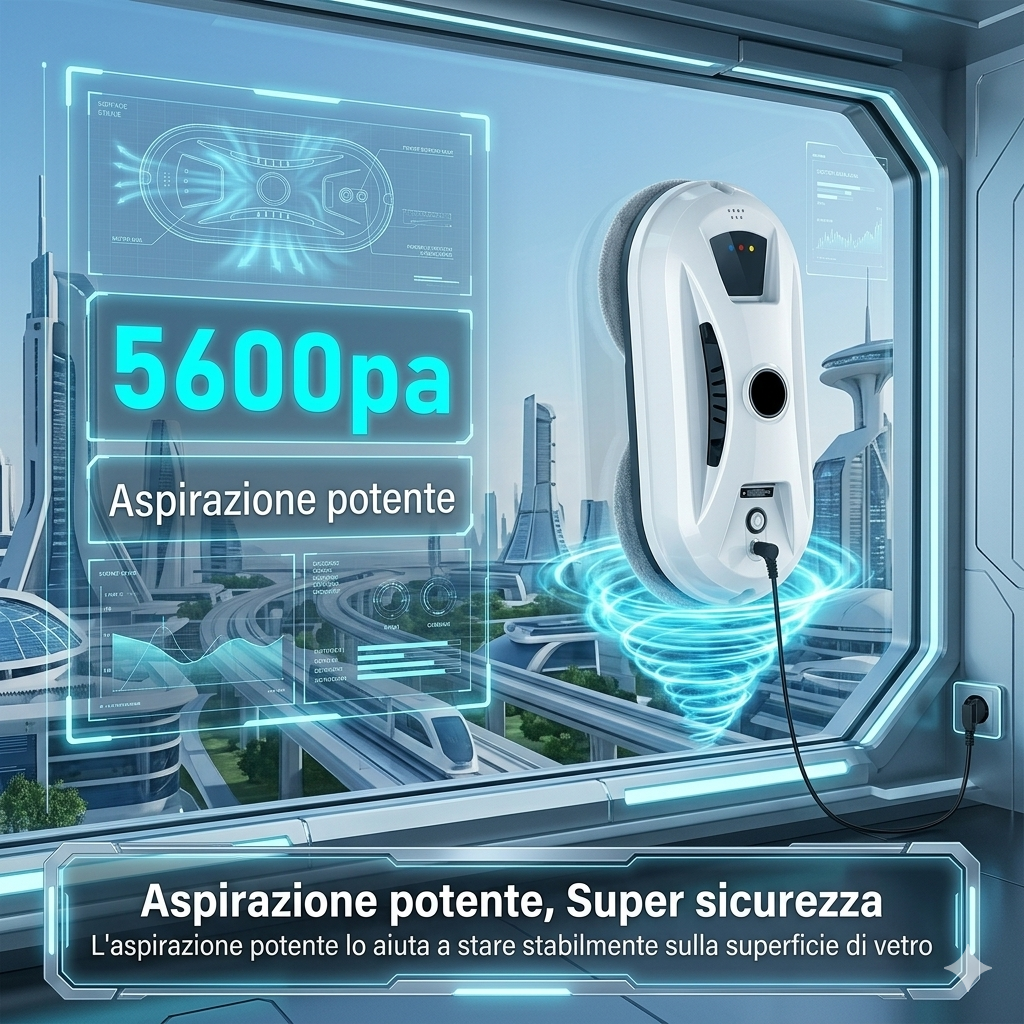 Robot per la Pulizia dei Vetri con Telecomando. Ideale per Finestre, Piastrelle, Porte in Vetro e Pareti Lisce.