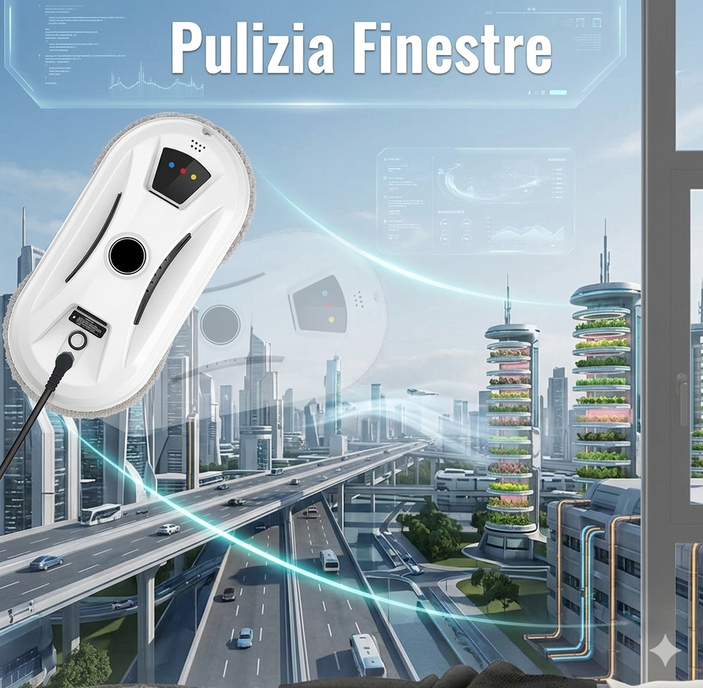 Robot per la Pulizia dei Vetri con Telecomando. Ideale per Finestre, Piastrelle, Porte in Vetro e Pareti Lisce.
