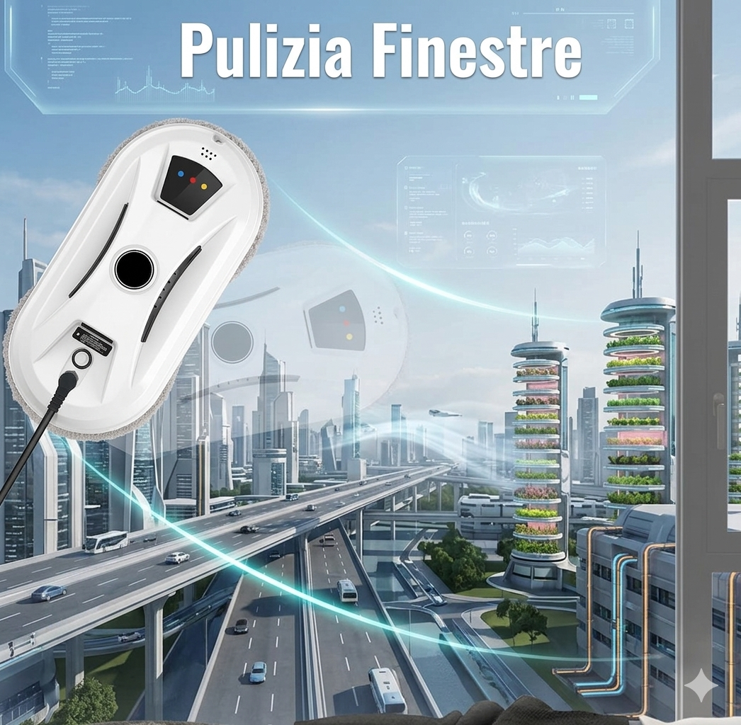 Robot per la Pulizia dei Vetri con Telecomando. Ideale per Finestre, Piastrelle, Porte in Vetro e Pareti Lisce.
