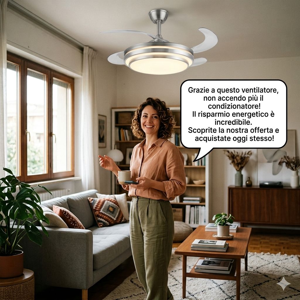 Ventilatore a Soffitto con Luce LED e Telecomando – Risparmio Energetico