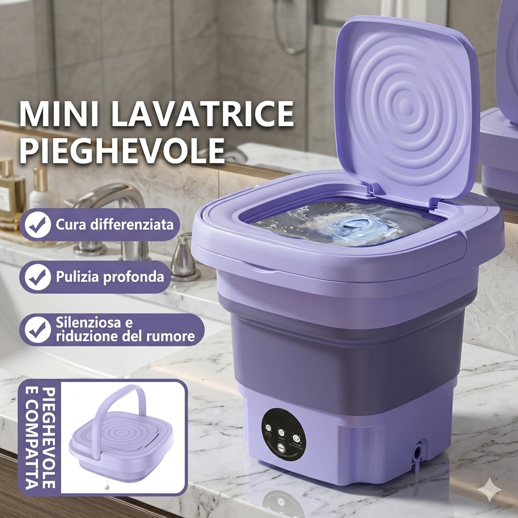 Mini Lavatrice Portatile Pieghevole con Centrifuga. Lavatrice per Calze, Intimo e Biancheria.