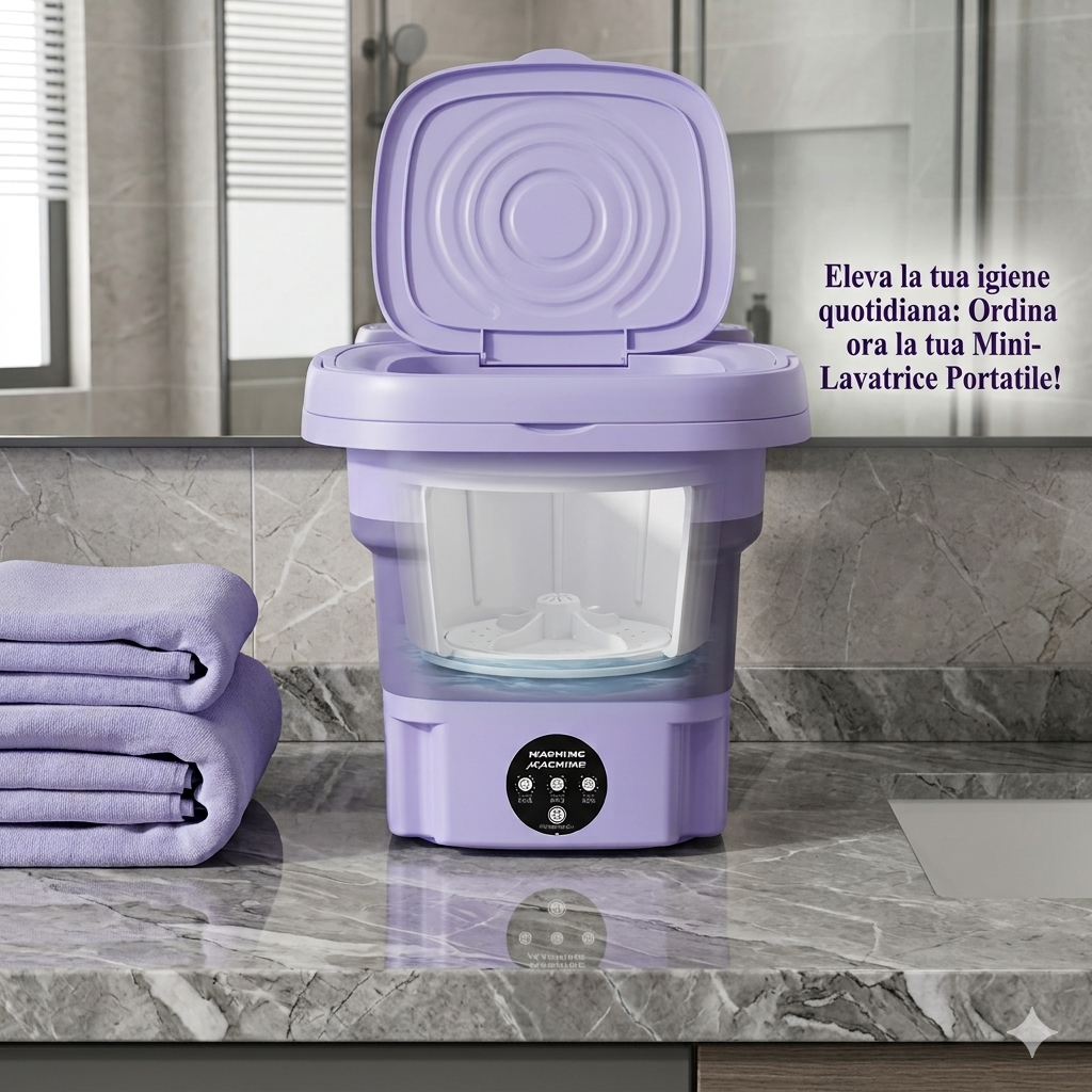 Mini Lavatrice Portatile Pieghevole con Centrifuga. Lavatrice per Calze, Intimo e Biancheria.