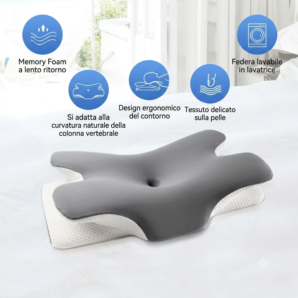 Cuscino Ortopedico in Memory Foam per Cervicale - Supporto Ideale