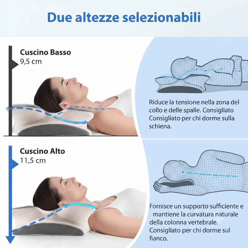 Cuscino Ortopedico in Memory Foam per Cervicale - Supporto Ideale