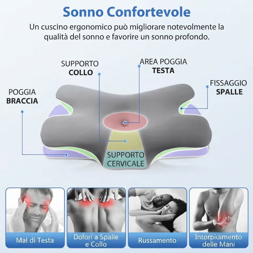 Cuscino Ortopedico in Memory Foam per Cervicale - Supporto Ideale