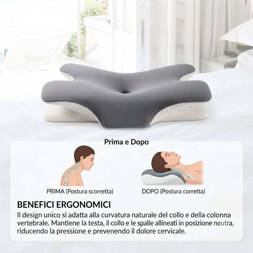 Cuscino Ortopedico in Memory Foam per Cervicale - Supporto Ideale