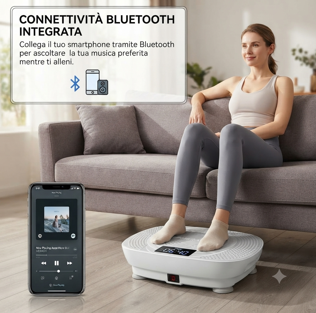 Piattaforma Vibrante Multifunzione con Bluetooth – Allenamento Total Body Intelligente