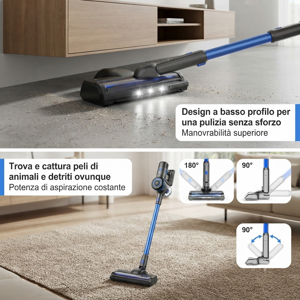 Aspirapolvere Verticale Senza Fili con Display LED - Pulizia Totale per la Tua Casa
