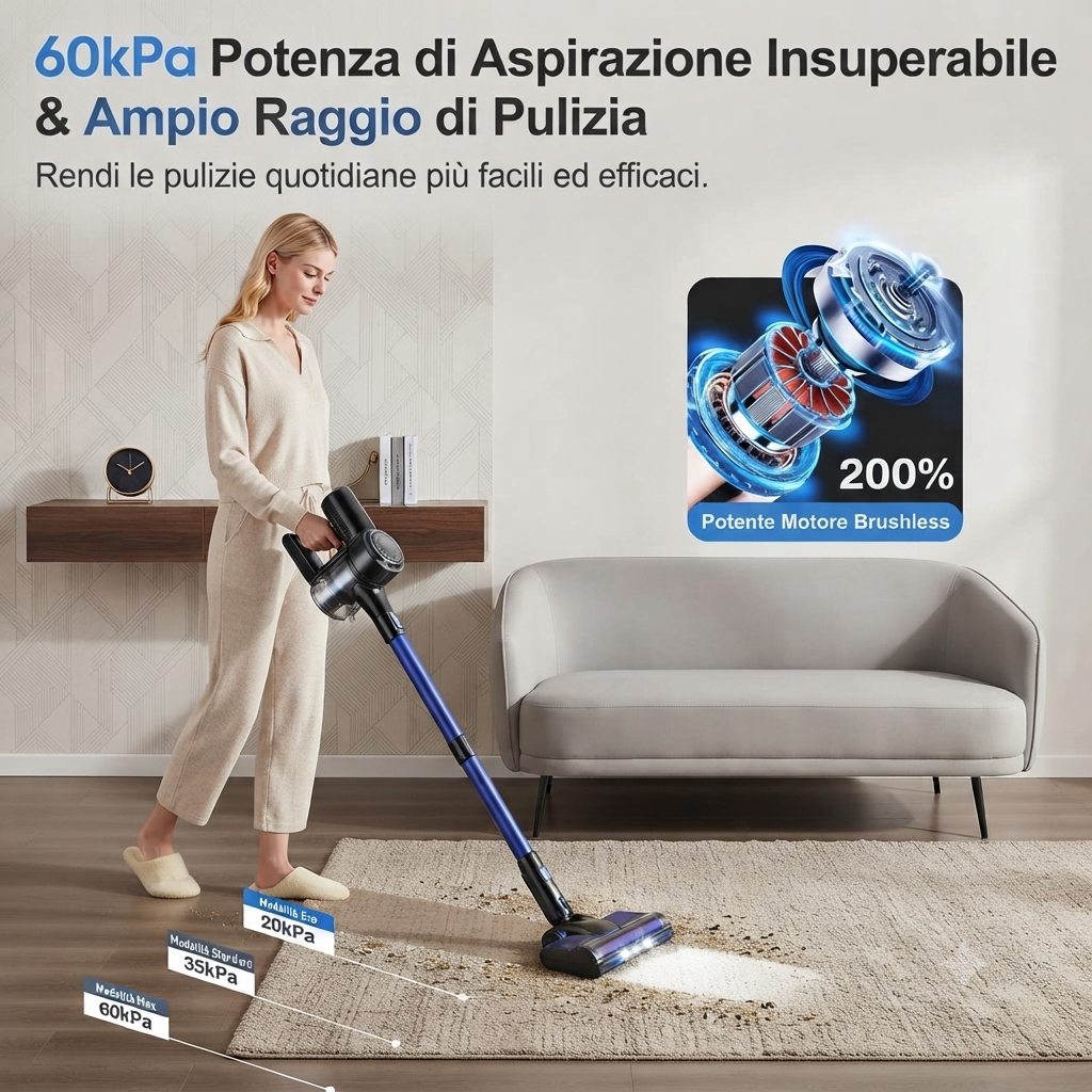 Aspirapolvere Verticale Senza Fili con Display LED - Pulizia Totale per la Tua Casa