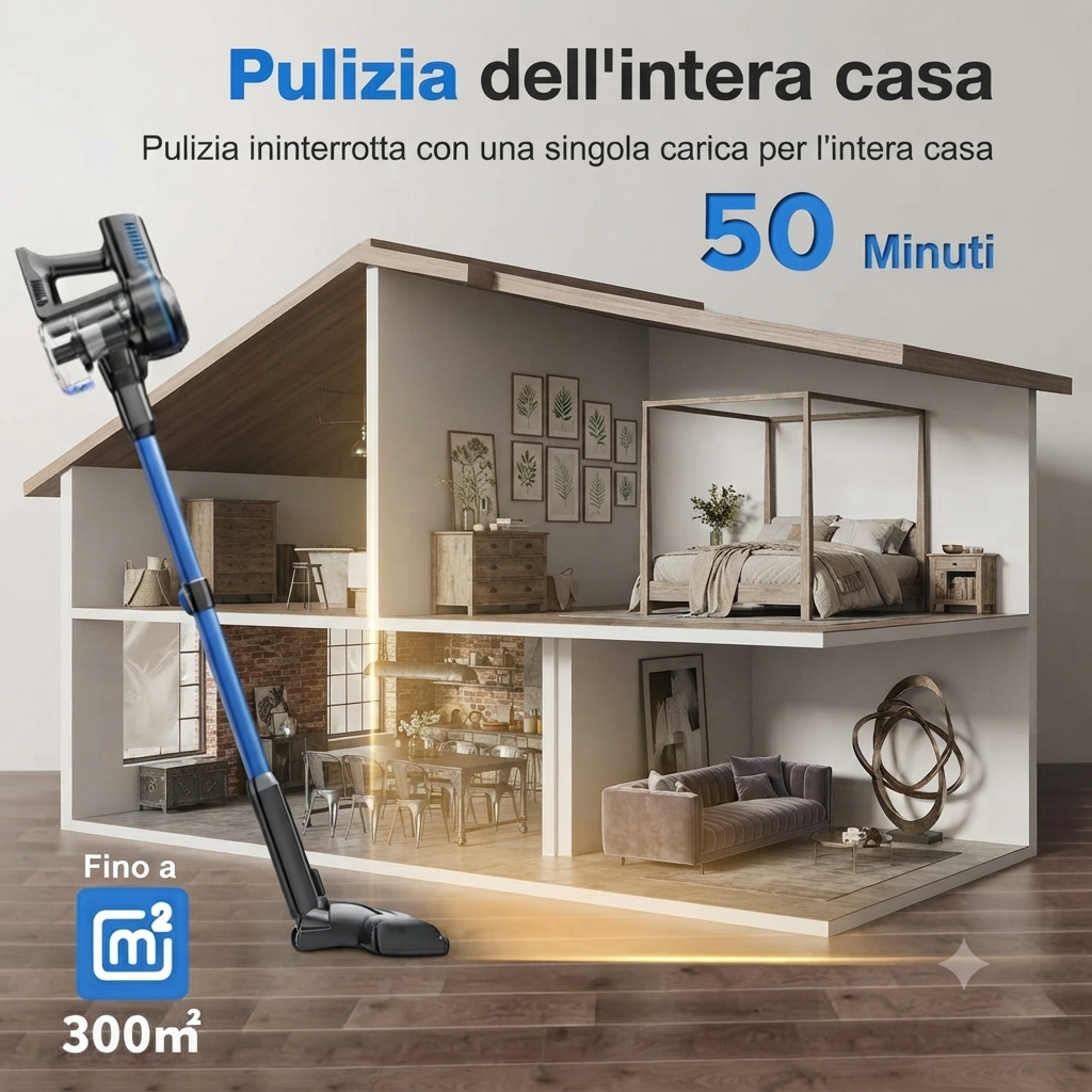 Aspirapolvere Verticale Senza Fili con Display LED - Pulizia Totale per la Tua Casa