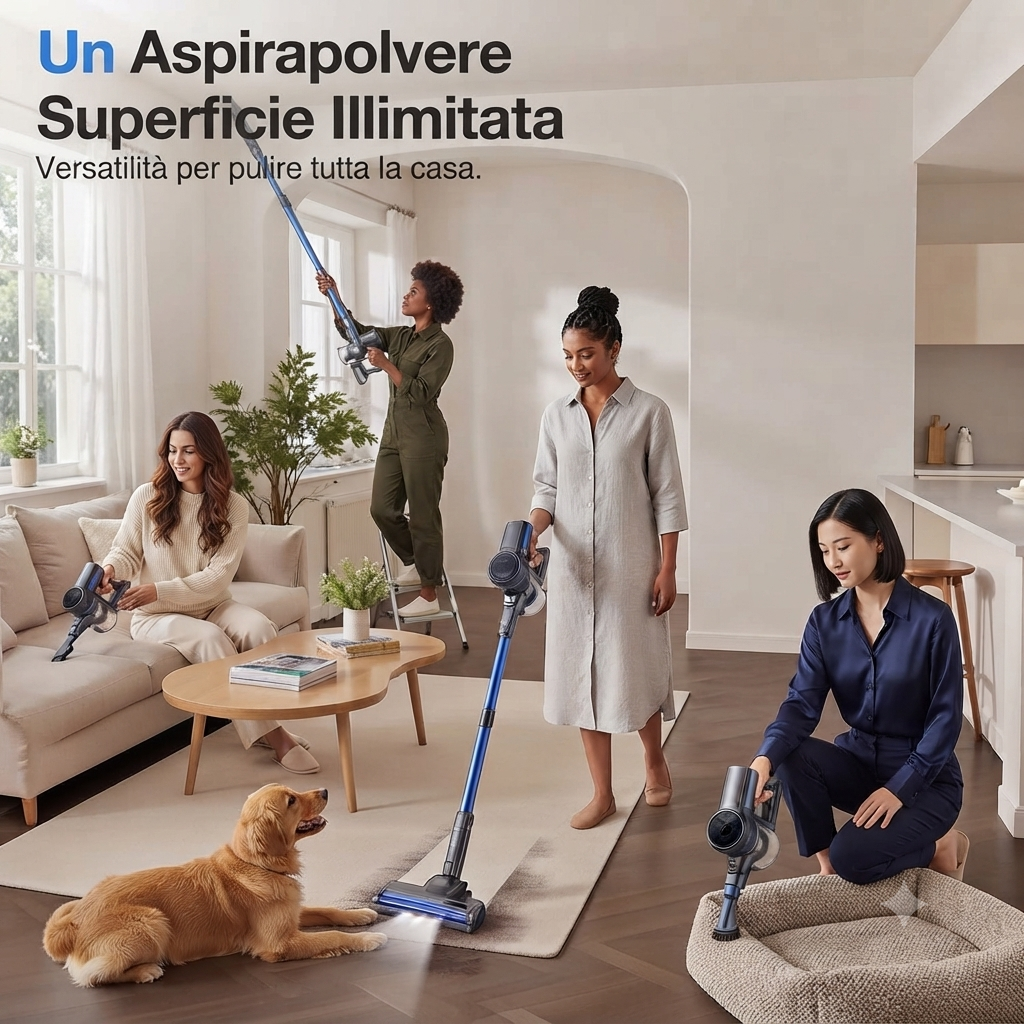 Aspirapolvere Verticale Senza Fili con Display LED - Pulizia Totale per la Tua Casa