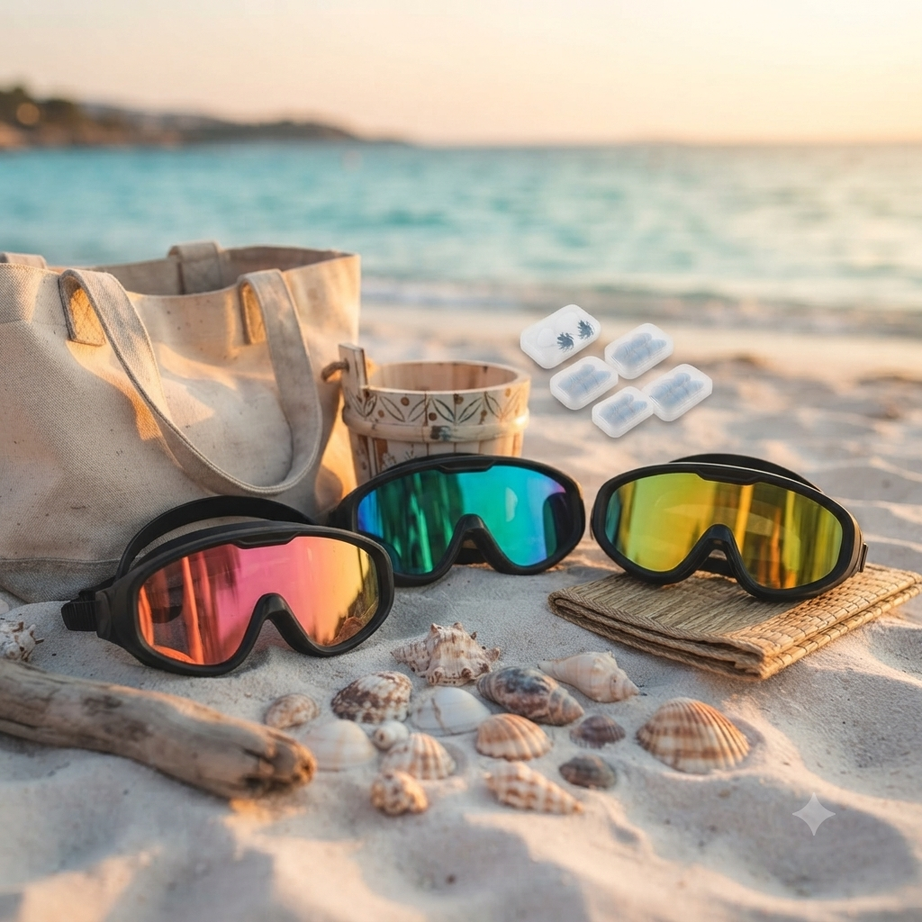 Maschera da Snorkeling con Lenti a Specchio Anti-Appannamento - Set da 3 Pezzi con Boccaglio e Tappi Naso Inclusi