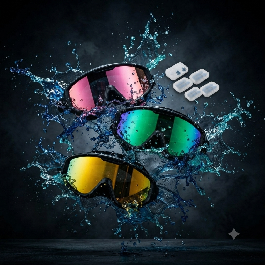 Maschera da Snorkeling con Lenti a Specchio Anti-Appannamento - Set da 3 Pezzi con Boccaglio e Tappi Naso Inclusi