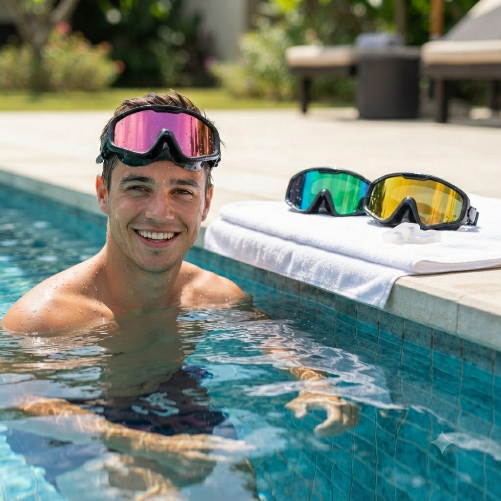 Maschera da Snorkeling con Lenti a Specchio Anti-Appannamento - Set da 3 Pezzi con Boccaglio e Tappi Naso Inclusi
