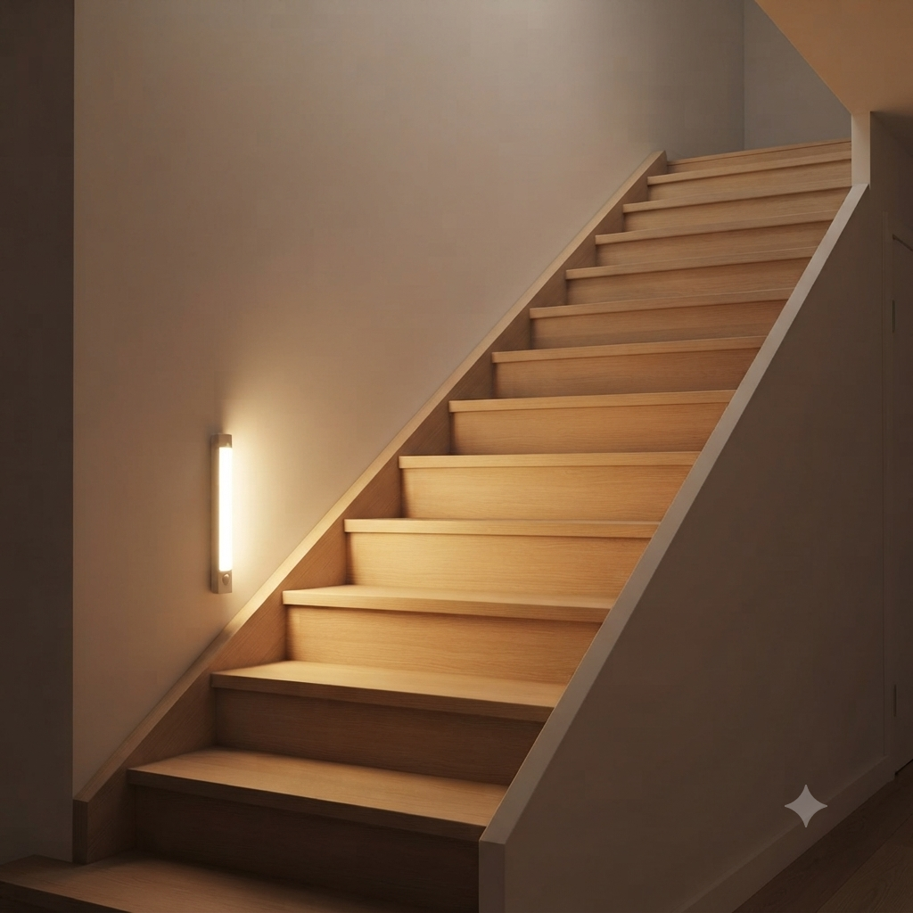 Barra LED Sensore di Movimento 6 Pezzi - Luce Notturna Ricaricabile USB per Armadio, Cucina, Scale, Sottopensile - Luce Bianca Calda e Fredda