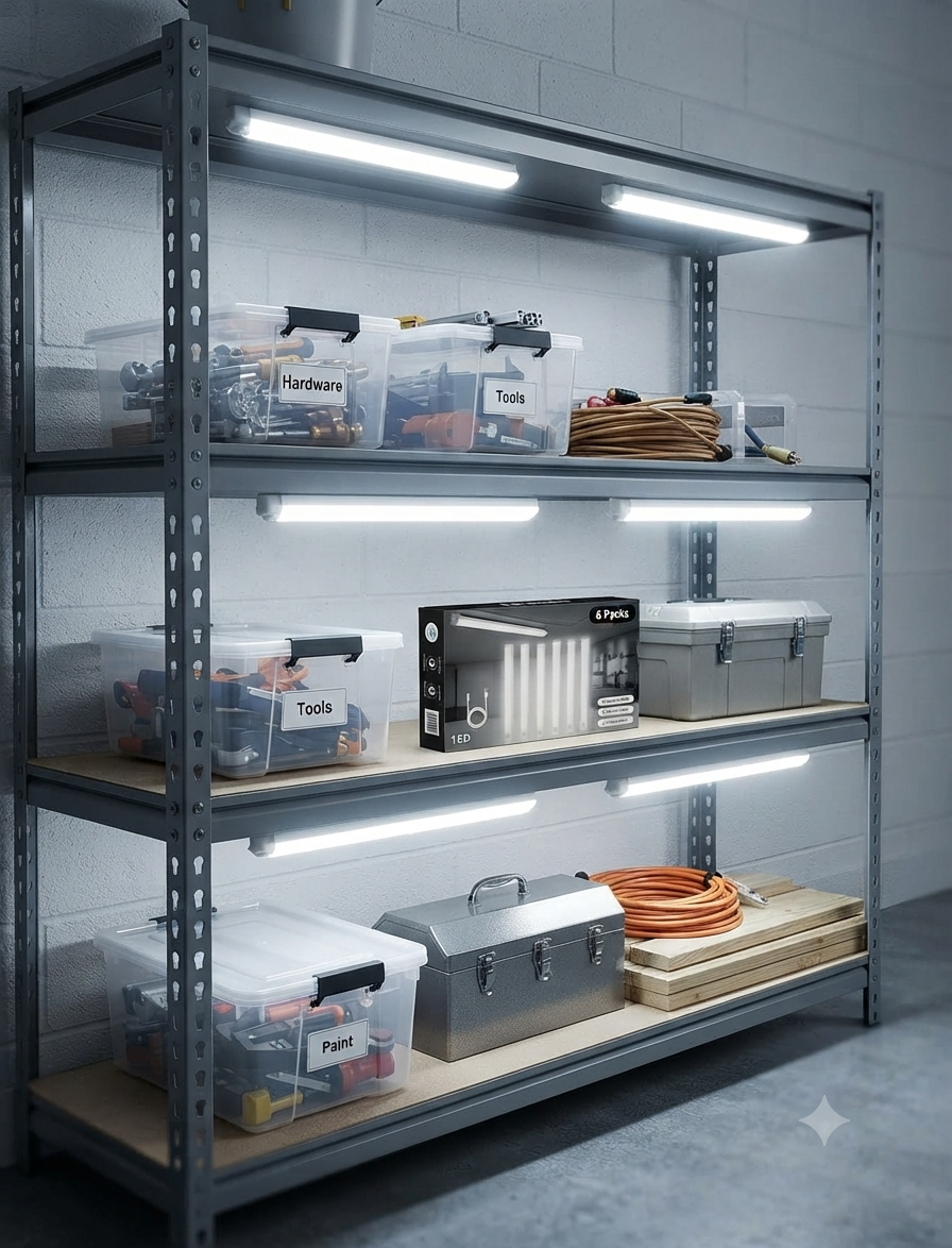 Barra LED Sensore di Movimento 6 Pezzi - Luce Notturna Ricaricabile USB per Armadio, Cucina, Scale, Sottopensile - Luce Bianca Calda e Fredda