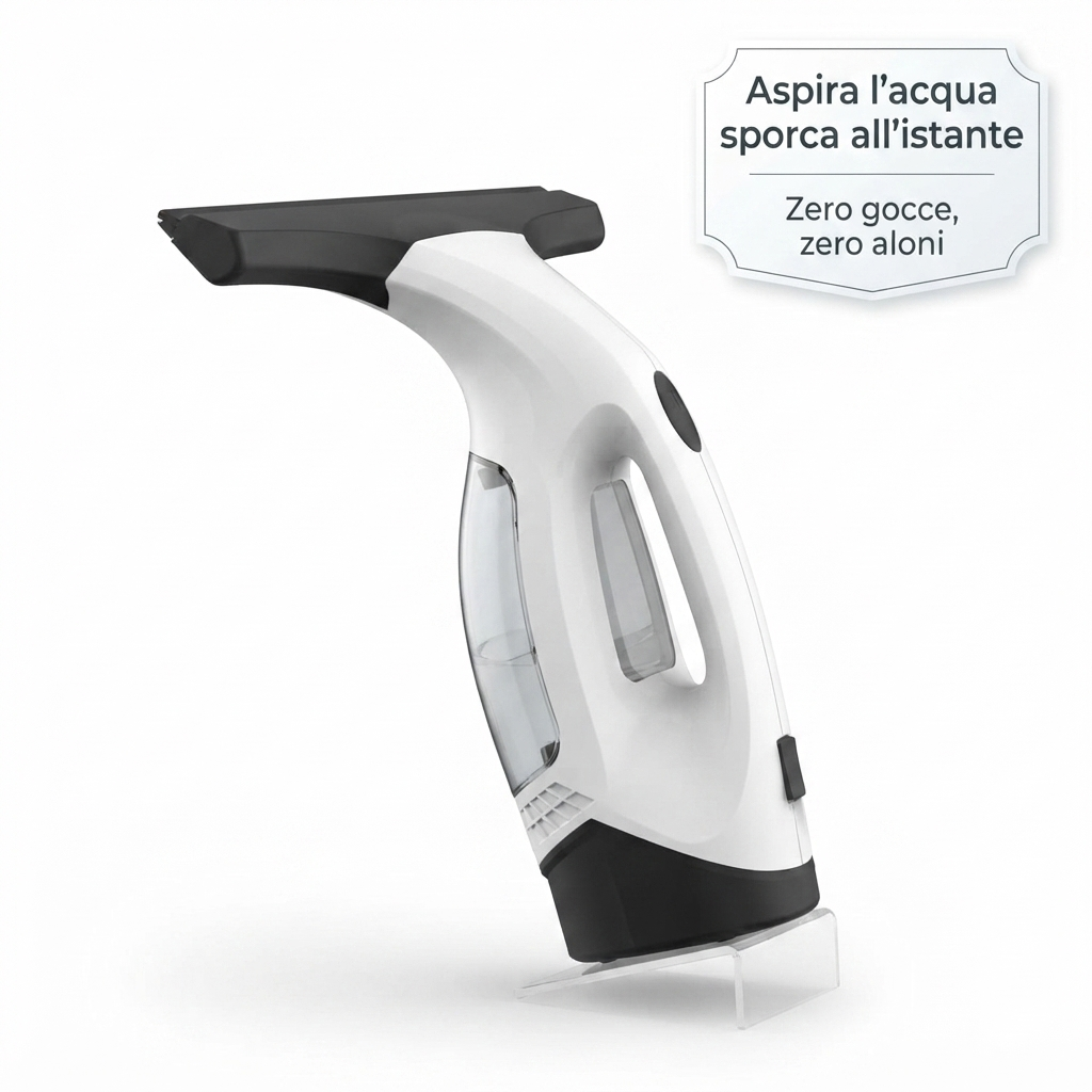 Aspirapolvere Lavavetri Elettrico Ricaricabile - Pulisci Vetri Senza Aloni, Kit Completo con Spruzzino e Panno in Microfibra, Ideale per Finestre, Specchi e Vetrate