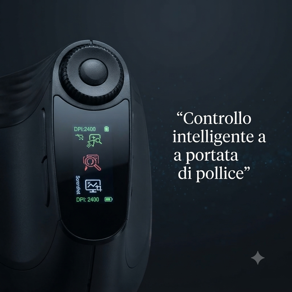 Mouse Verticale Ergonomico RGB Wireless - Mouse Gaming con Schermo Touch e Luce LED per PC e Laptop