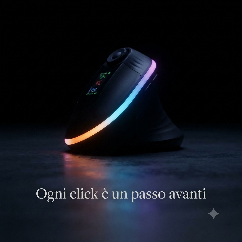 Mouse Verticale Ergonomico RGB Wireless - Mouse Gaming con Schermo Touch e Luce LED per PC e Laptop