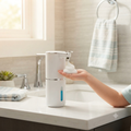 Dispenser di Sapone Automatico Senza Contatto - Sensore Infrarossi Ricaricabile USB, da Muro o Banco per Bagno e Cucina