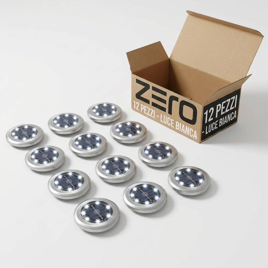 Luci Solari da Incasso per Giardino (12 Pz) | Faretti LED Impermeabili da Esterno Bianco e Colorato