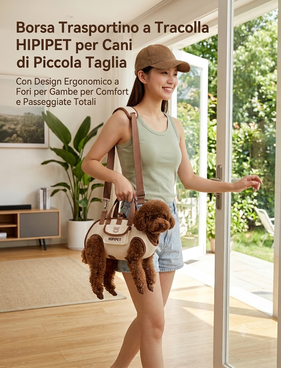 Borsa Trasportino per cani 2 in 1 con guinzaglio integrato Per Cani di Piccola Taglia