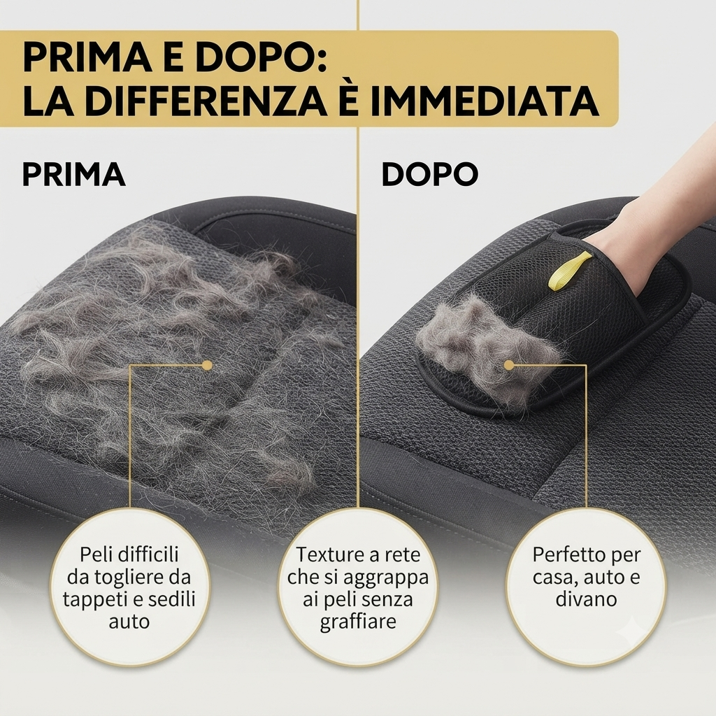 Guanto Rimuovi Peli per Animali Domestici, Spazzola in Rete per Cani e Gatti, Set da 4 Pezzi Taglia Unica, Ideale per Divano, Tappeti e Auto