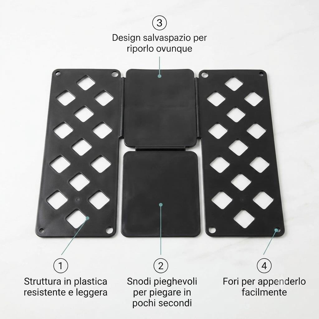 Piega Vestiti Universale per Magliette Camicie e Pantaloni, Piegatore Salvaspazio, Organizza Armadio Facile e Veloce