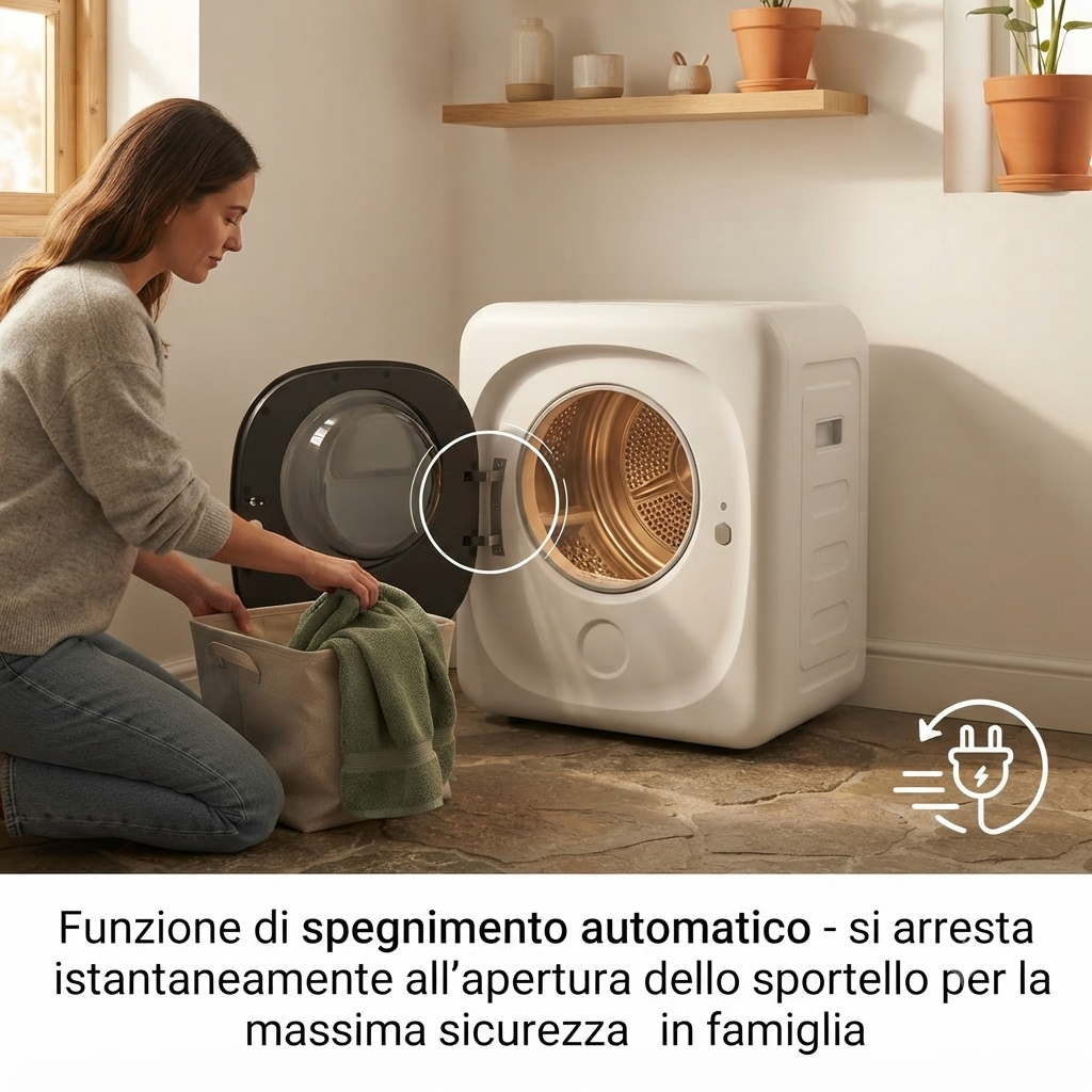 Asciugatrice Compatta 4 Kg con Display LED - 5 Modalità di Asciugatura e Sensore Intelligente