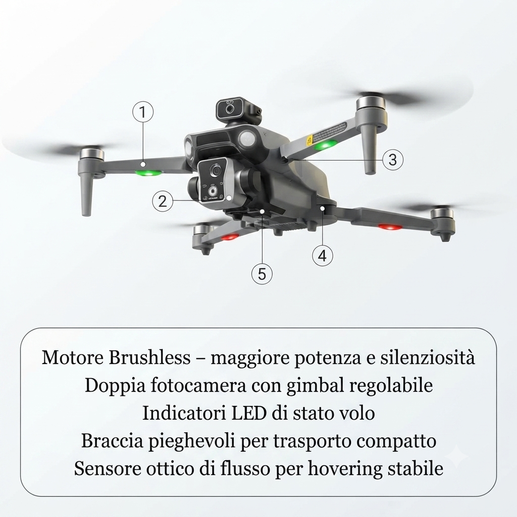 Drone K19 Max con GPS, Doppia Fotocamera e Ritorno Automatico – Pieghevole con 2 Batterie e Radiocomando Schermo 4.5”
