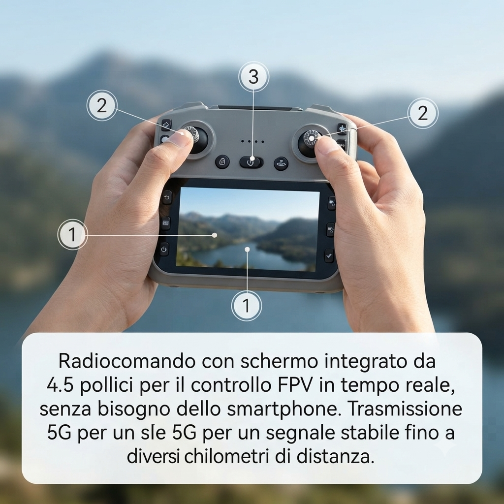 Drone K19 Max con GPS, Doppia Fotocamera e Ritorno Automatico – Pieghevole con 2 Batterie e Radiocomando Schermo 4.5”