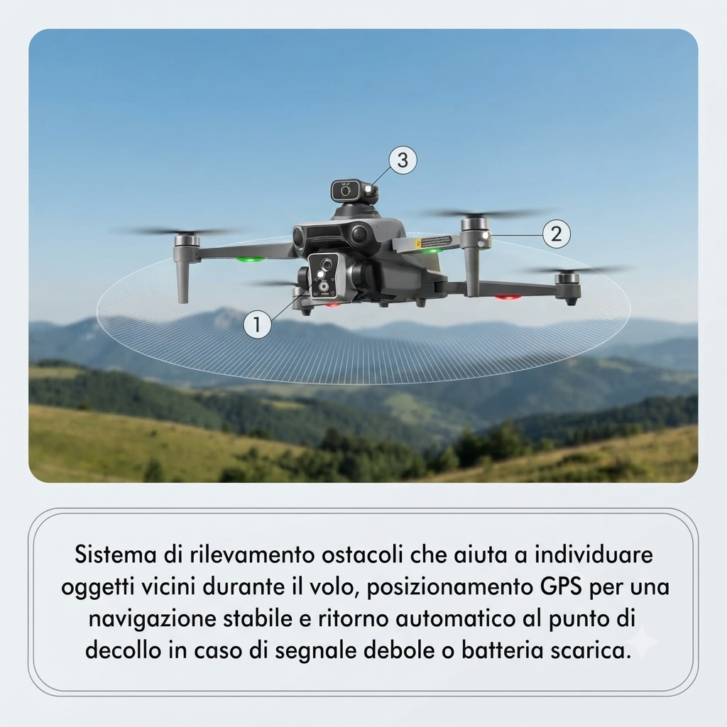 Drone K19 Max con GPS, Doppia Fotocamera e Ritorno Automatico – Pieghevole con 2 Batterie e Radiocomando Schermo 4.5”
