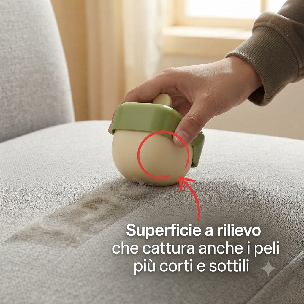 Rullo Toglipeli Cane e Gatto Riutilizzabile – Elimina Peli e Pelucchi da Tessuti in Pochi Secondi