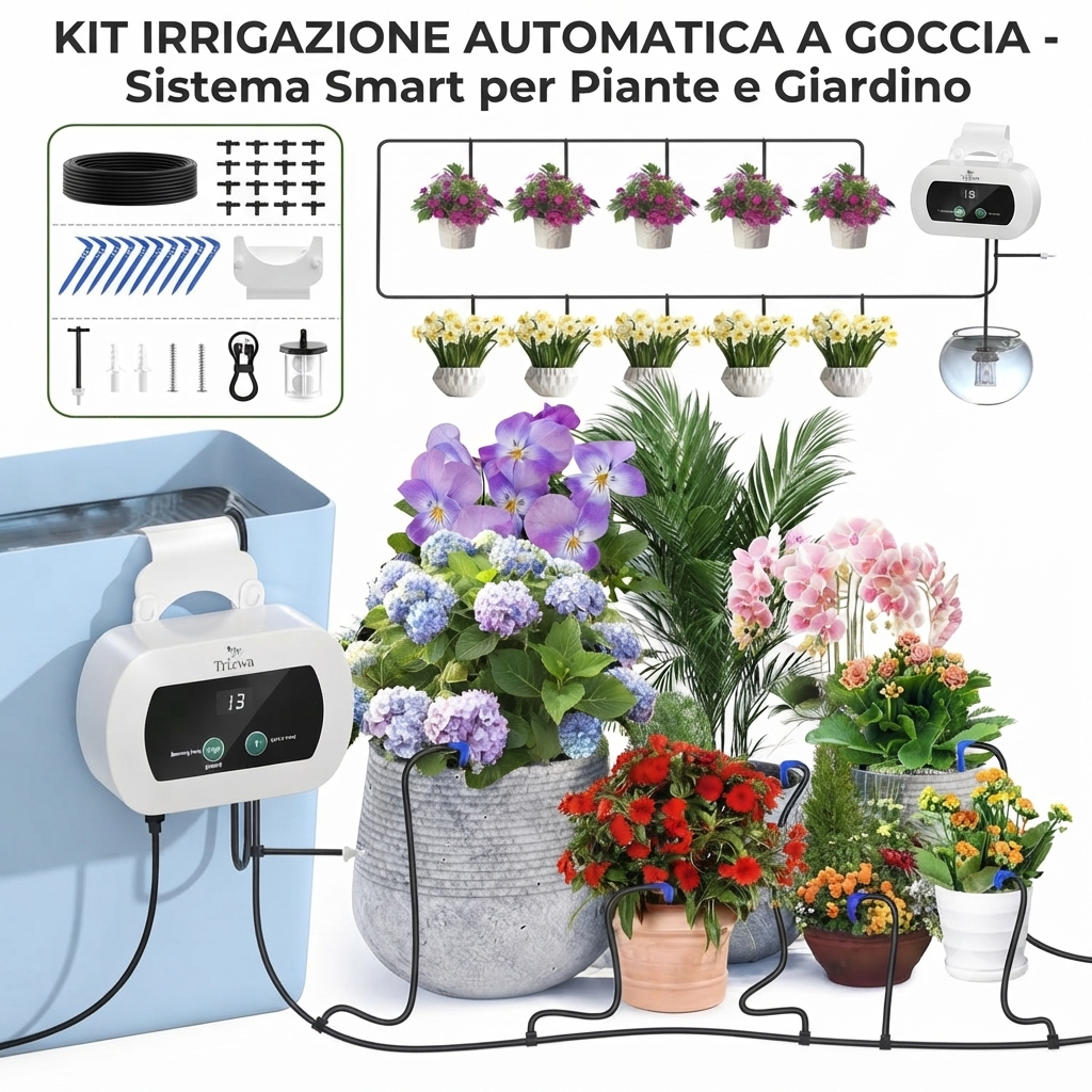 Sistema Irrigazione Automatica Smart con Timer Programmabile - Annaffia le Piante Anche in Vacanza