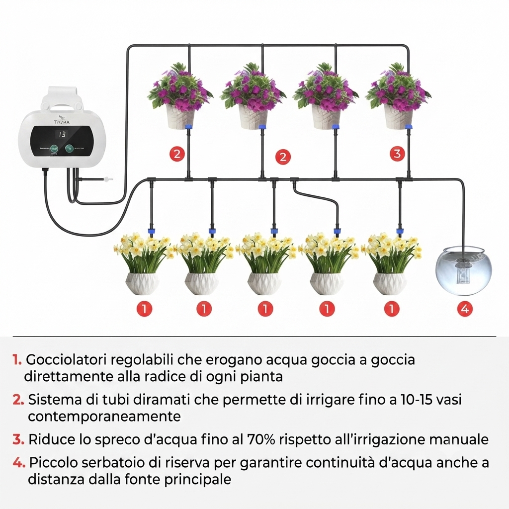 Sistema Irrigazione Automatica Smart con Timer Programmabile - Annaffia le Piante Anche in Vacanza