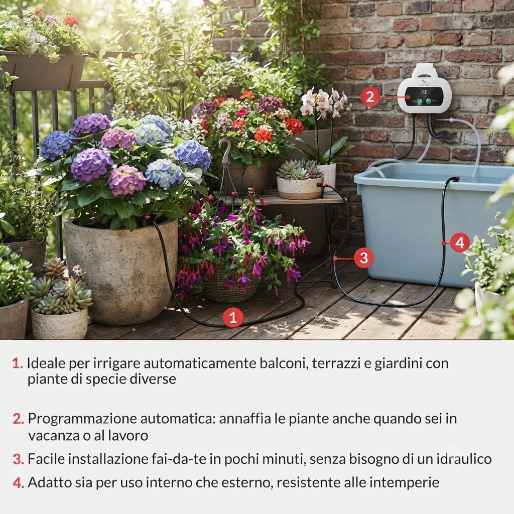 Sistema Irrigazione Automatica Smart con Timer Programmabile - Annaffia le Piante Anche in Vacanza