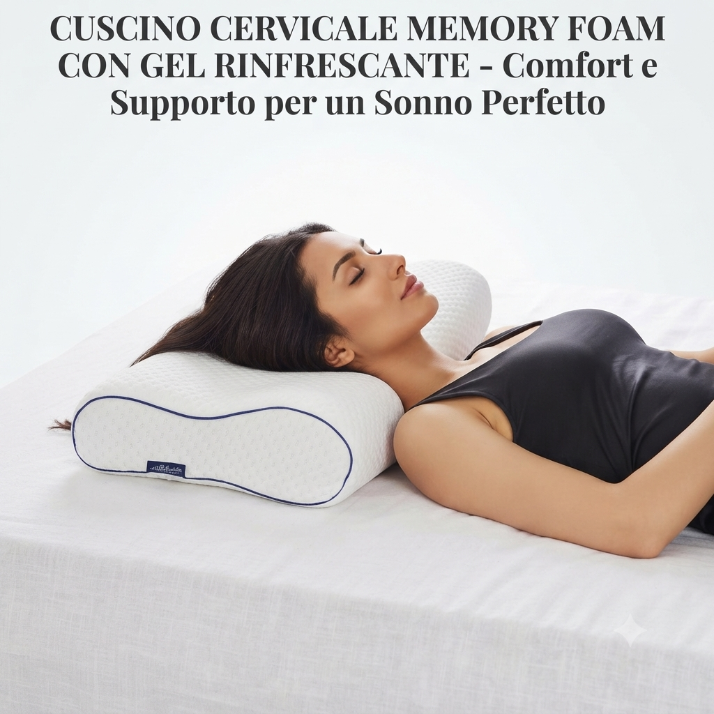 Cuscino Memory Foam Ergonomico con Gel Rinfrescante - Supporto Cervicale Anti Torcicollo