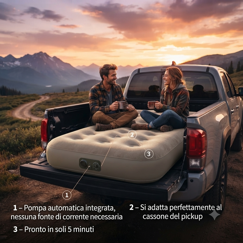 Materasso Gonfiabile Autogonfiante 190x100x25 cm - Pompa Elettrica Integrata gonfia e sgonfia in 5 minuti