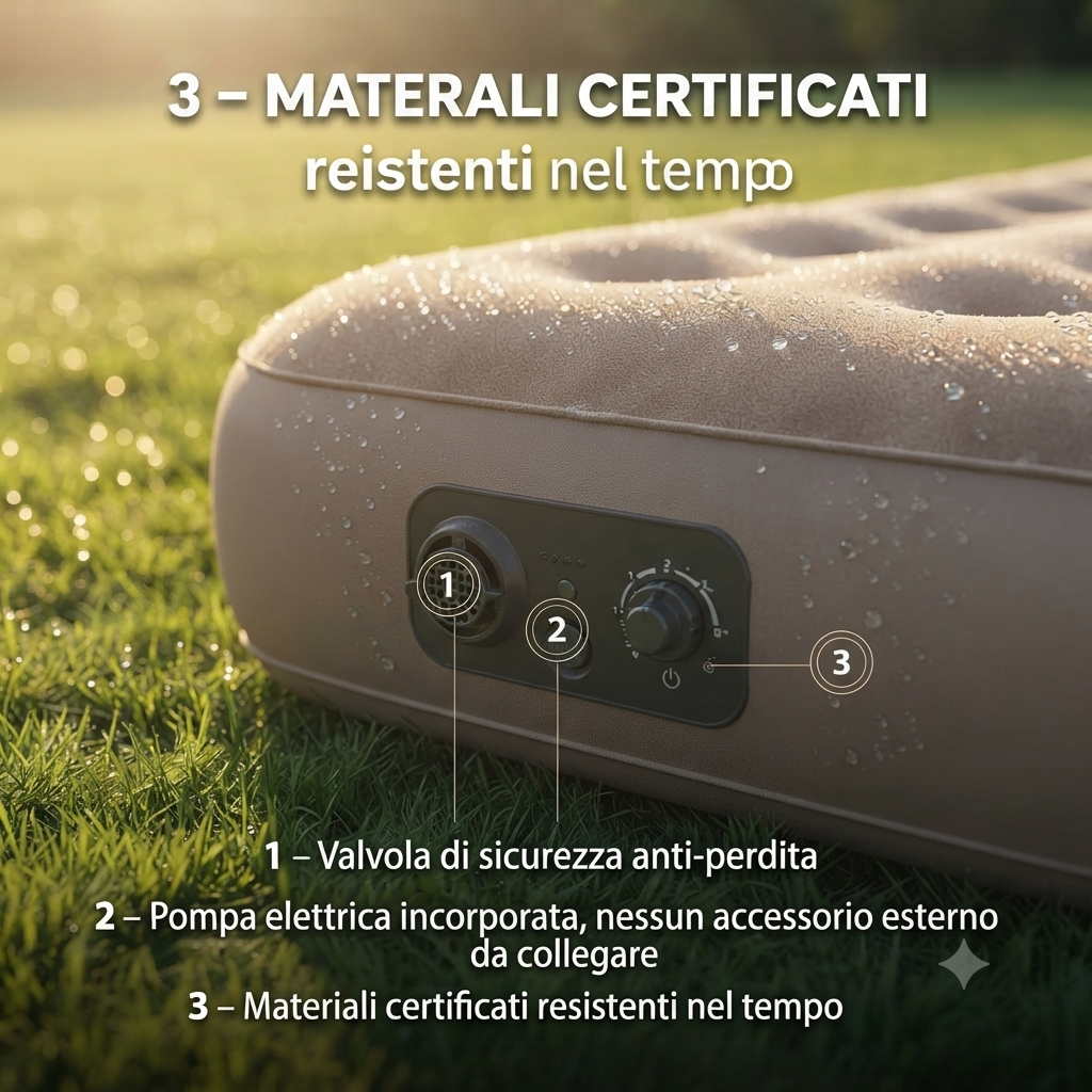 Materasso Gonfiabile Autogonfiante 190x100x25 cm - Pompa Elettrica Integrata gonfia e sgonfia in 5 minuti