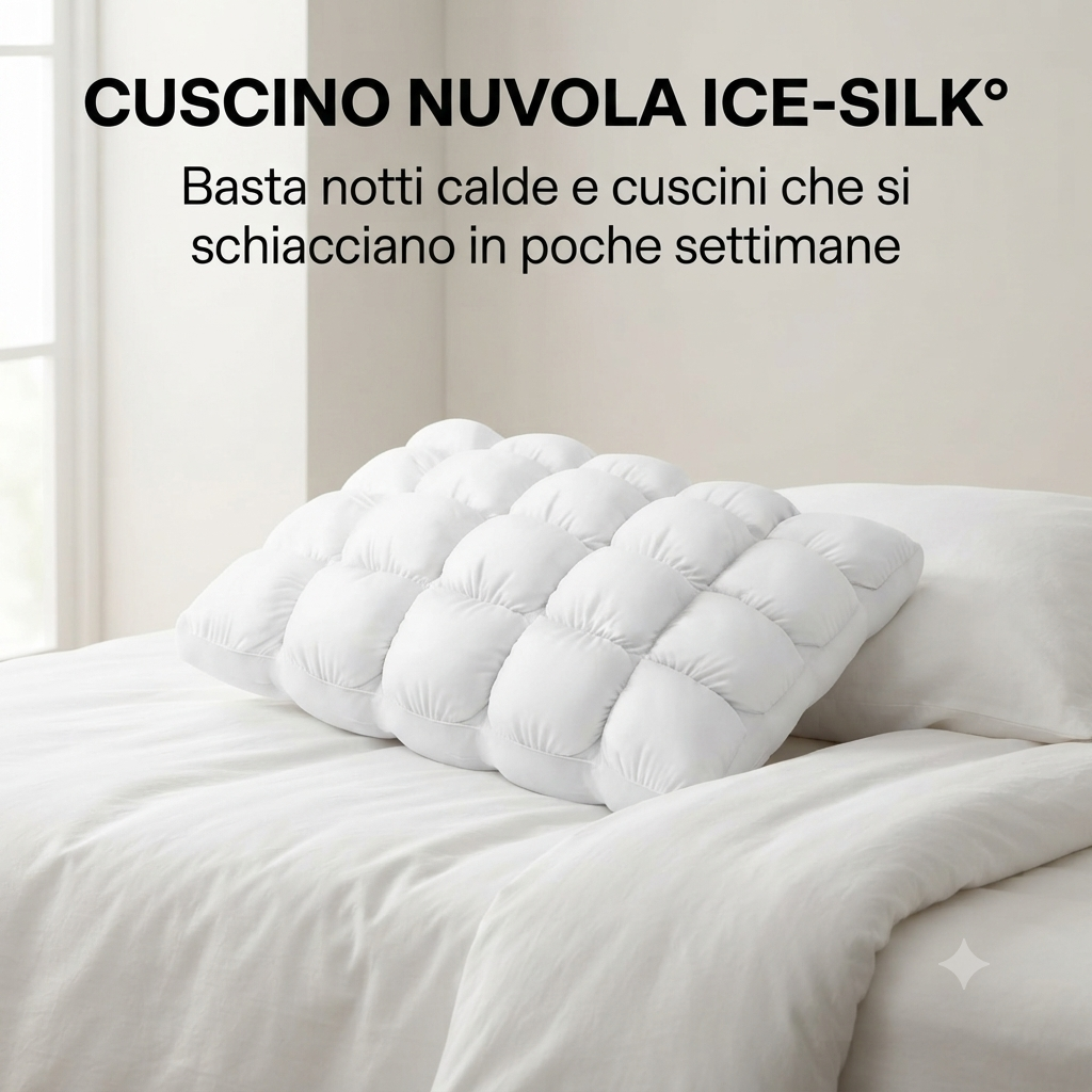 Cuscino Nuvola Ultra Soffice Ice-Silk – Doppio Strato Antipressione, Traspirante e Lavabile in Lavatrice