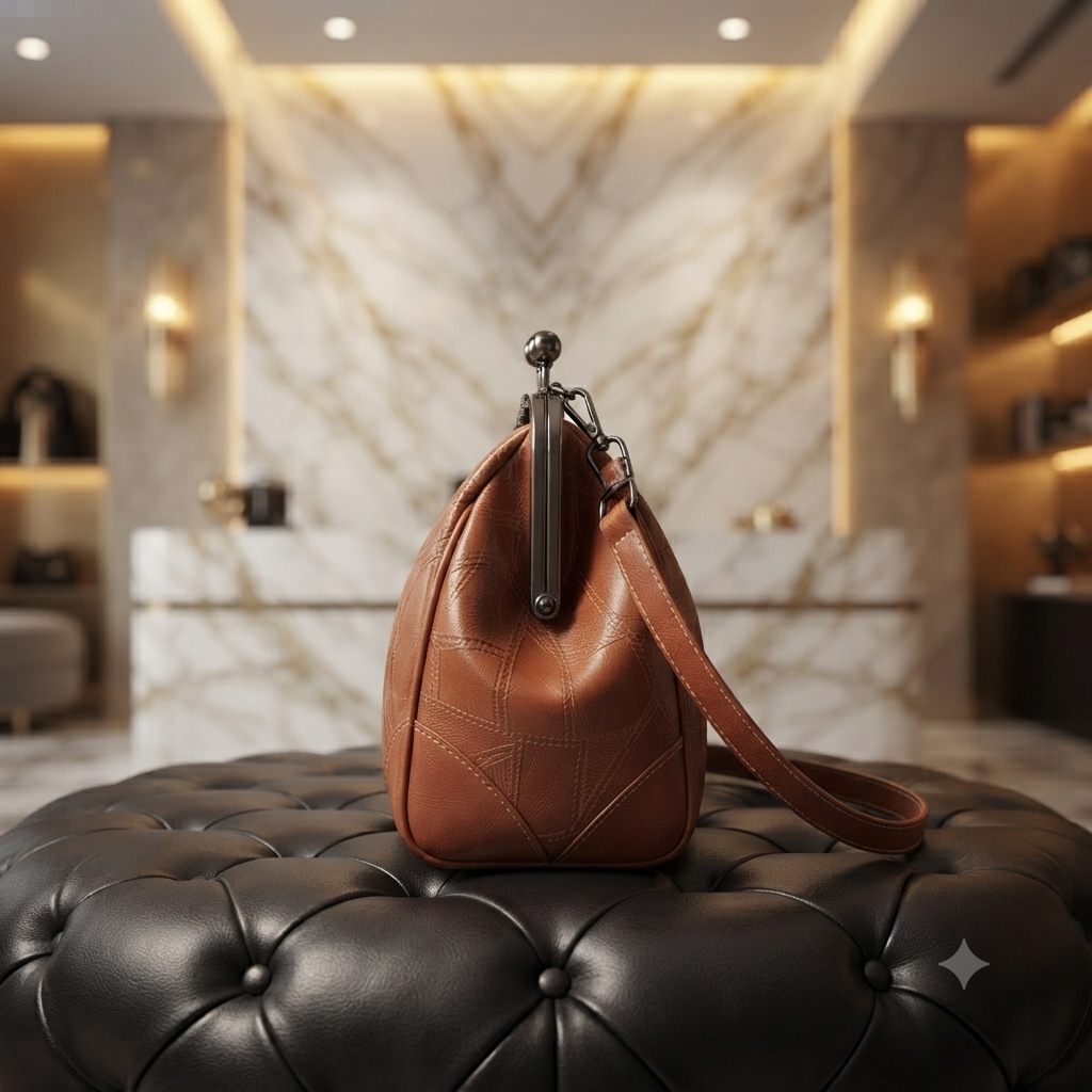 Borsa a Mano Donna Vintage in Pelle con Chiusura Clic-Clac – Borsa Tracolla Elegante Effetto Trapuntato