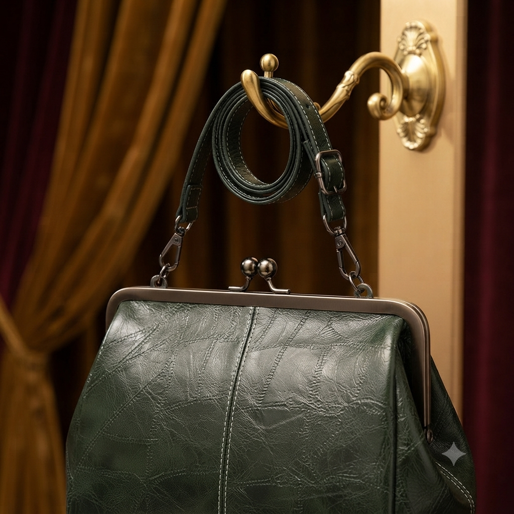 Borsa a Mano Donna Vintage in Pelle con Chiusura Clic-Clac – Borsa Tracolla Elegante Effetto Trapuntato