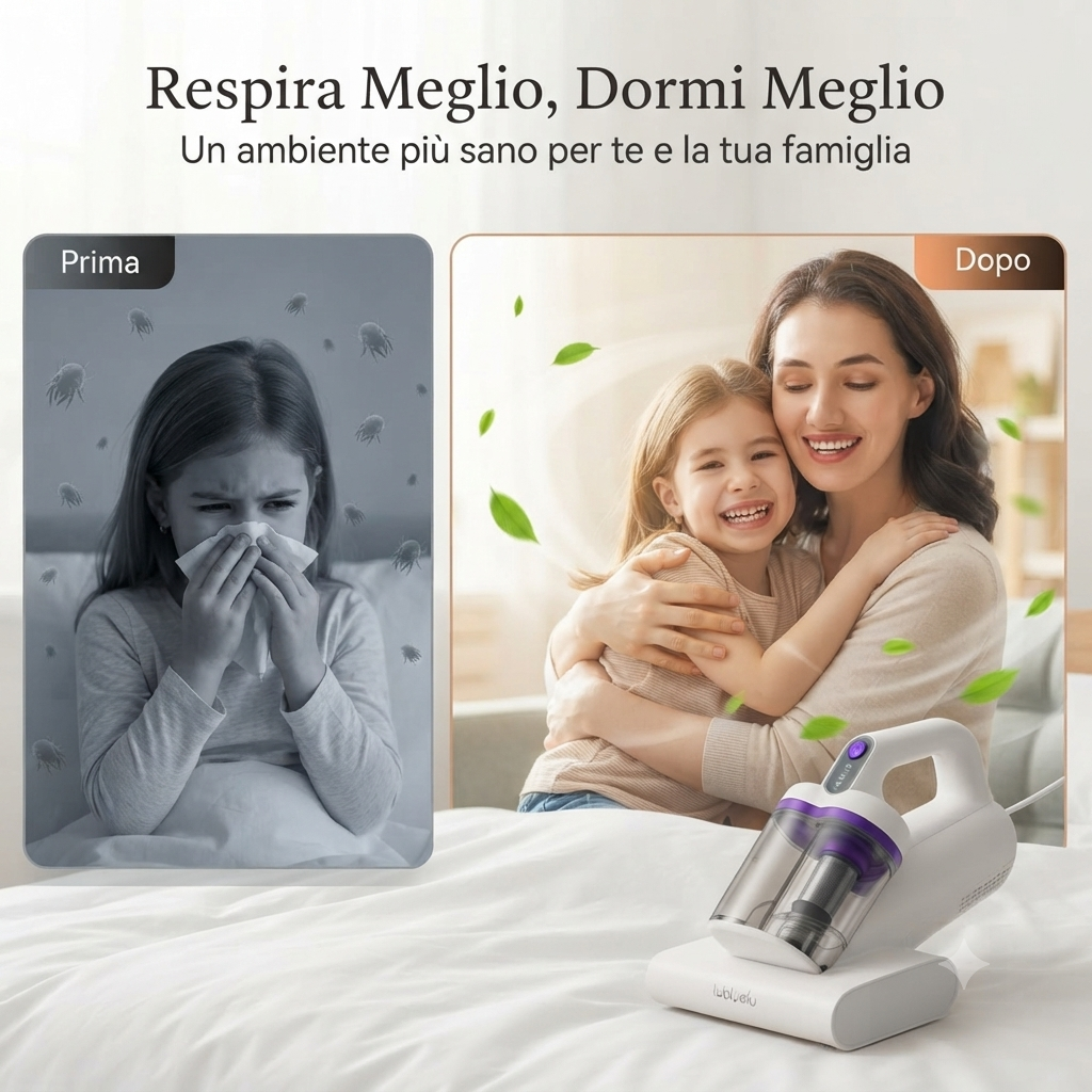 Battitappeto Anti Acari 55°C – Aspirapolvere Igienizzante per Materasso, Divano e Tappeti