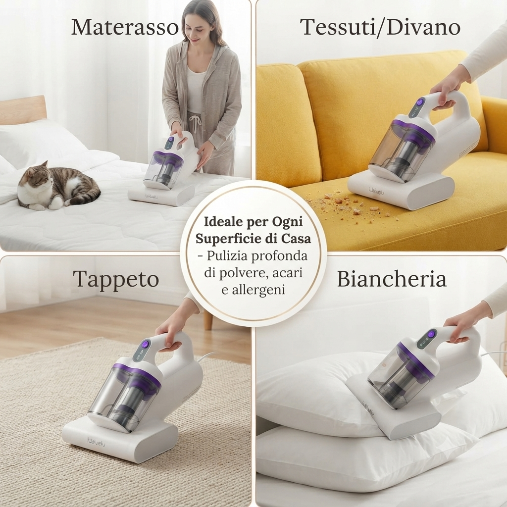 Battitappeto Anti Acari 55°C – Aspirapolvere Igienizzante per Materasso, Divano e Tappeti